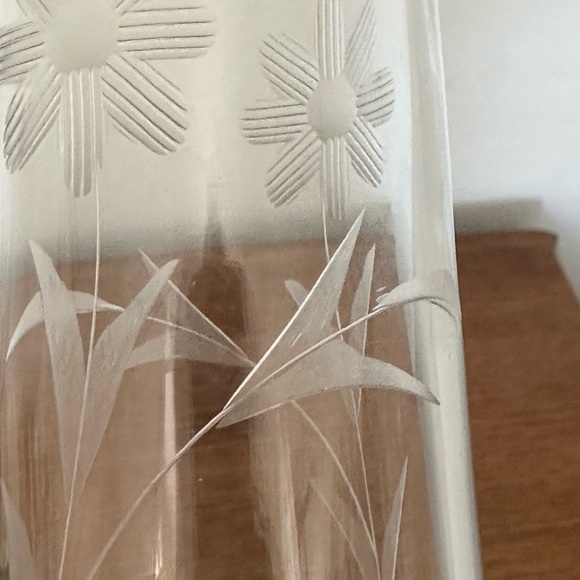 Vintage Clear Glass Etched Fluted Vase - Home Accents - Picture 2 of 5